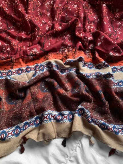 Printed Hijab Daisy- Cranberry