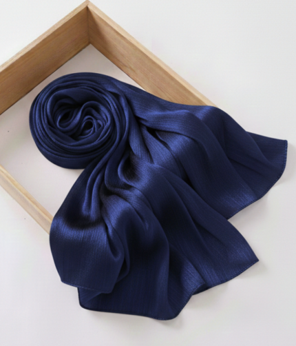 Organza Silk Hijab - Navy