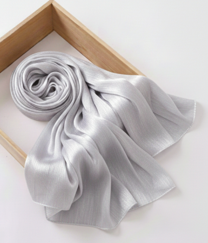 Organza Silk Hijab - Silver