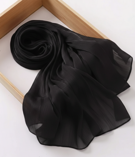 Organza Silk Hijab - Black