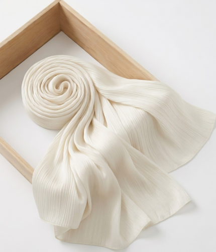 Organza Silk Hijab - Creme