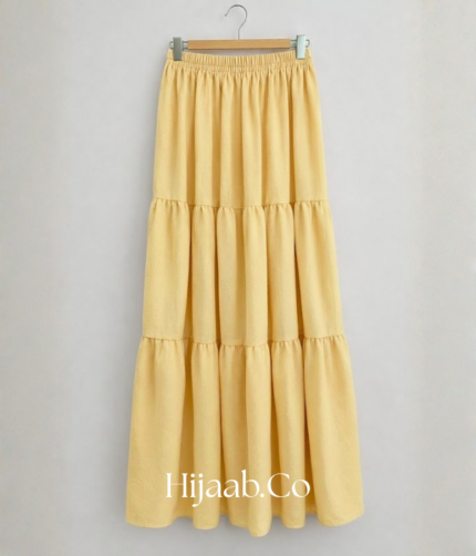 Tiered Maxi Skirt- Butter Yellow