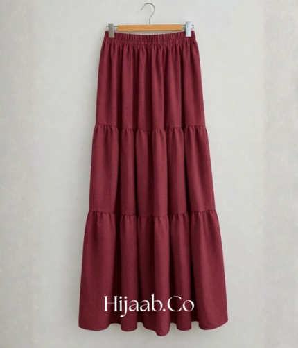 Tiered Maxi skirt - Maroon